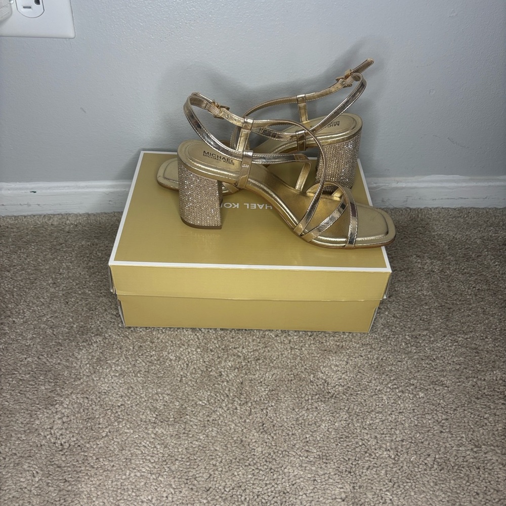 Michael Kors Shimmering Gold Block Heels
